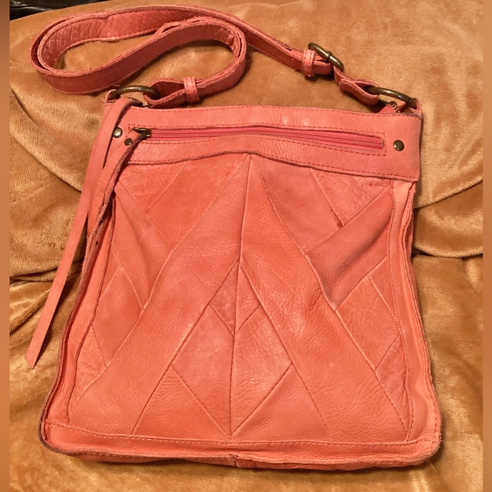 Lucky Brand Rayla Leather Crossbody Shoulder Handbag Boho Tassel Zip Tangerine - Picture 4 of 14